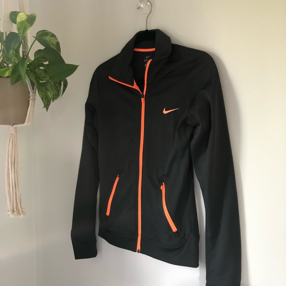 NIKE - Grey and Neon Orange Zipper Dri-Fit Vest